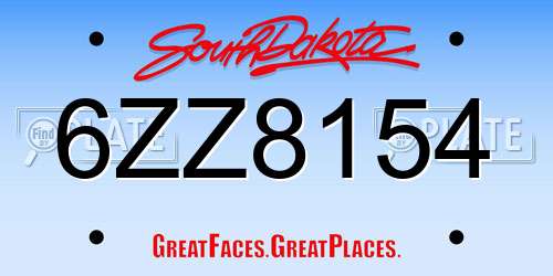 6ZZ8154 South Dakota License Plate