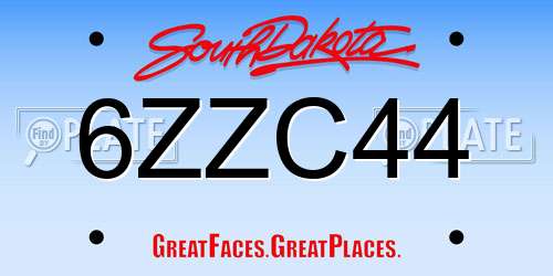 6ZZC44 South Dakota License Plate