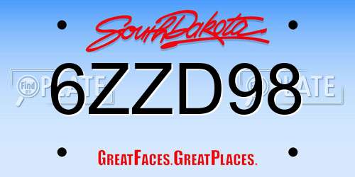 6ZZD98 South Dakota License Plate