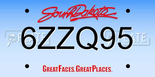 6ZZQ95 South Dakota License Plate