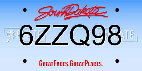 6ZZQ98 South Dakota License Plate