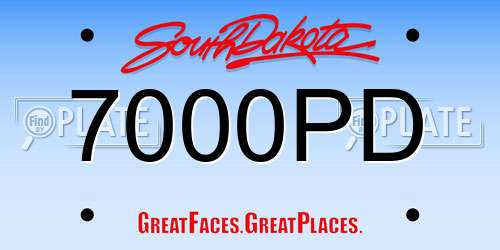 7000PD South Dakota License Plate