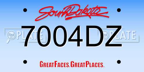 7004DZ South Dakota License Plate