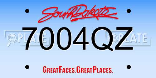 7004QZ South Dakota License Plate