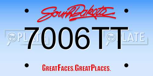 7006TT South Dakota License Plate