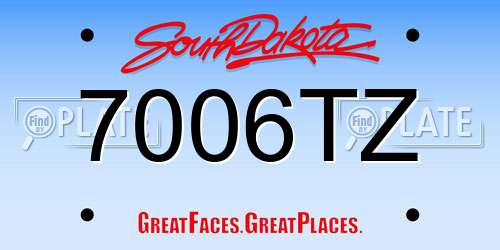 7006TZ South Dakota License Plate