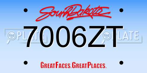 7006ZT South Dakota License Plate
