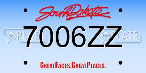 7006ZZ South Dakota License Plate