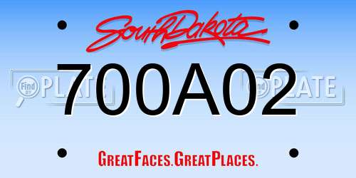 700A02 South Dakota License Plate