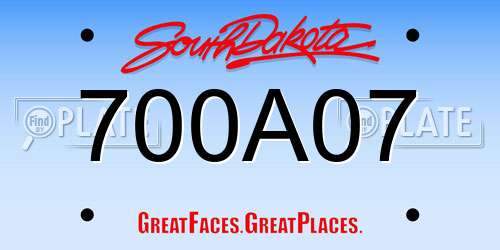 700A07 South Dakota License Plate
