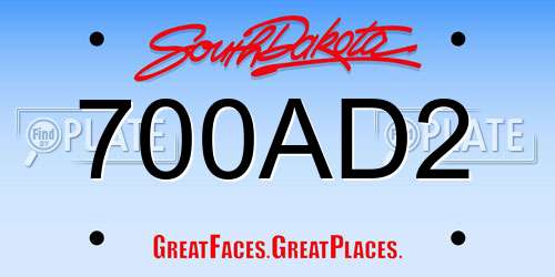 700AD2 South Dakota License Plate