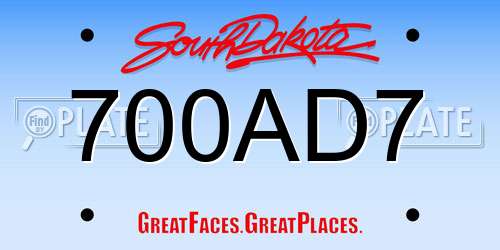 700AD7 South Dakota License Plate