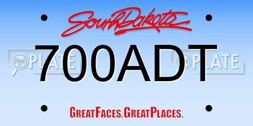 700ADT South Dakota License Plate