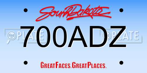 700ADZ South Dakota License Plate