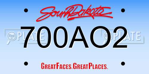 700AO2 South Dakota License Plate