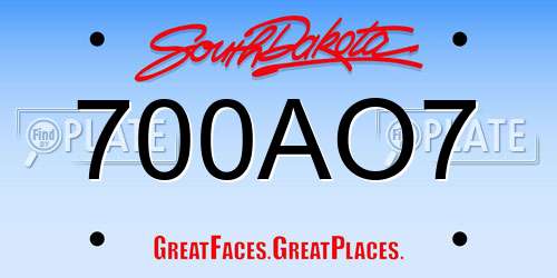 700AO7 South Dakota License Plate