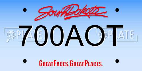 700AOT South Dakota License Plate