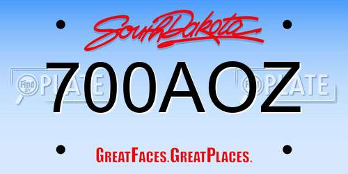 700AOZ South Dakota License Plate
