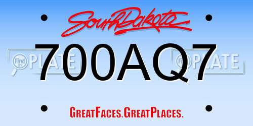 700AQ7 South Dakota License Plate