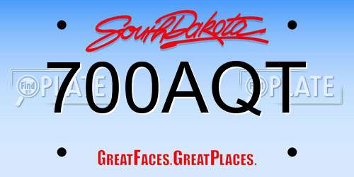 700AQT South Dakota License Plate