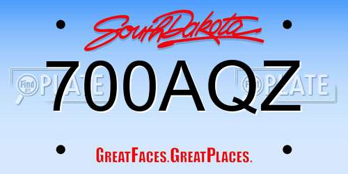 700AQZ South Dakota License Plate