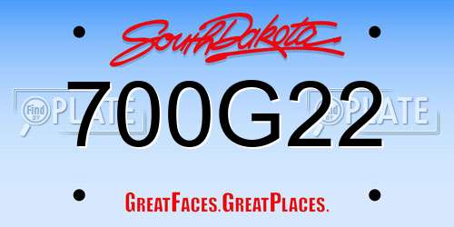 700G22 South Dakota License Plate