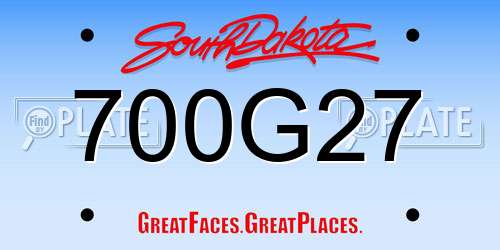 700G27 South Dakota License Plate