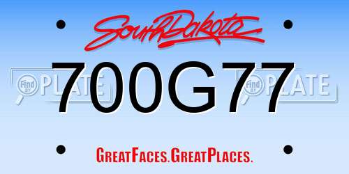 700G77 South Dakota License Plate