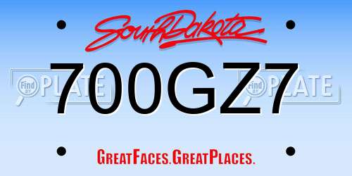 700GZ7 South Dakota License Plate