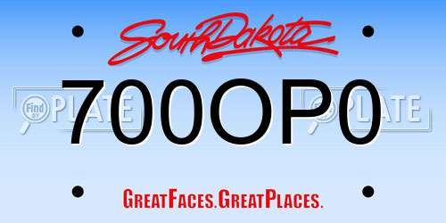 700OP0 South Dakota License Plate