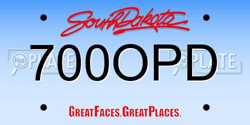 700OPD South Dakota License Plate