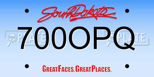 700OPQ South Dakota License Plate