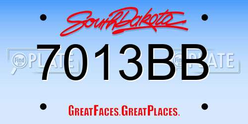 7013BB South Dakota License Plate
