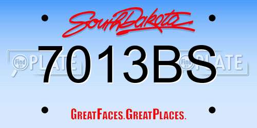 7013BS South Dakota License Plate