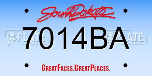 7014BA South Dakota License Plate