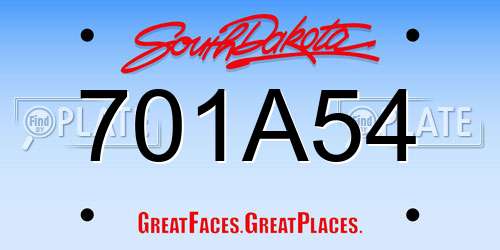 701A54 South Dakota License Plate