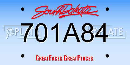701A84 South Dakota License Plate