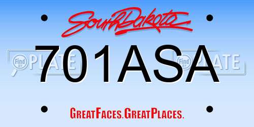 701ASA South Dakota License Plate