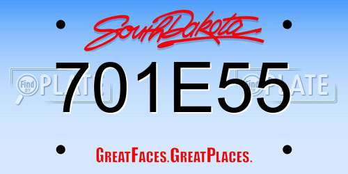 701E55 South Dakota License Plate