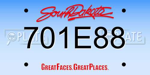 701E88 South Dakota License Plate