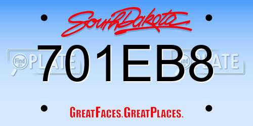 701EB8 South Dakota License Plate