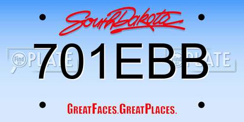 701EBB South Dakota License Plate