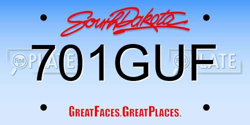 701GUF South Dakota License Plate