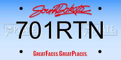 701RTN South Dakota License Plate