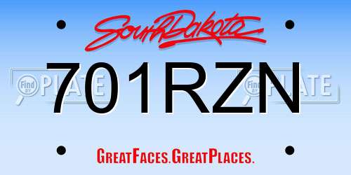 701RZN South Dakota License Plate