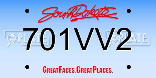 701VV2 South Dakota License Plate