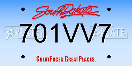 701VV7 South Dakota License Plate