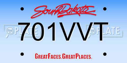 701VVT South Dakota License Plate