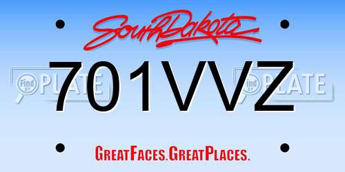 701VVZ South Dakota License Plate
