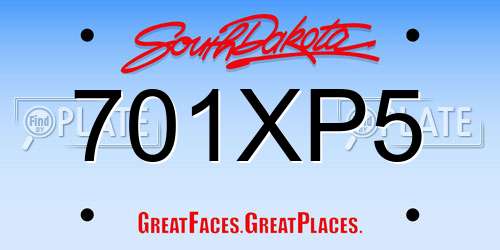 701XP5 South Dakota License Plate